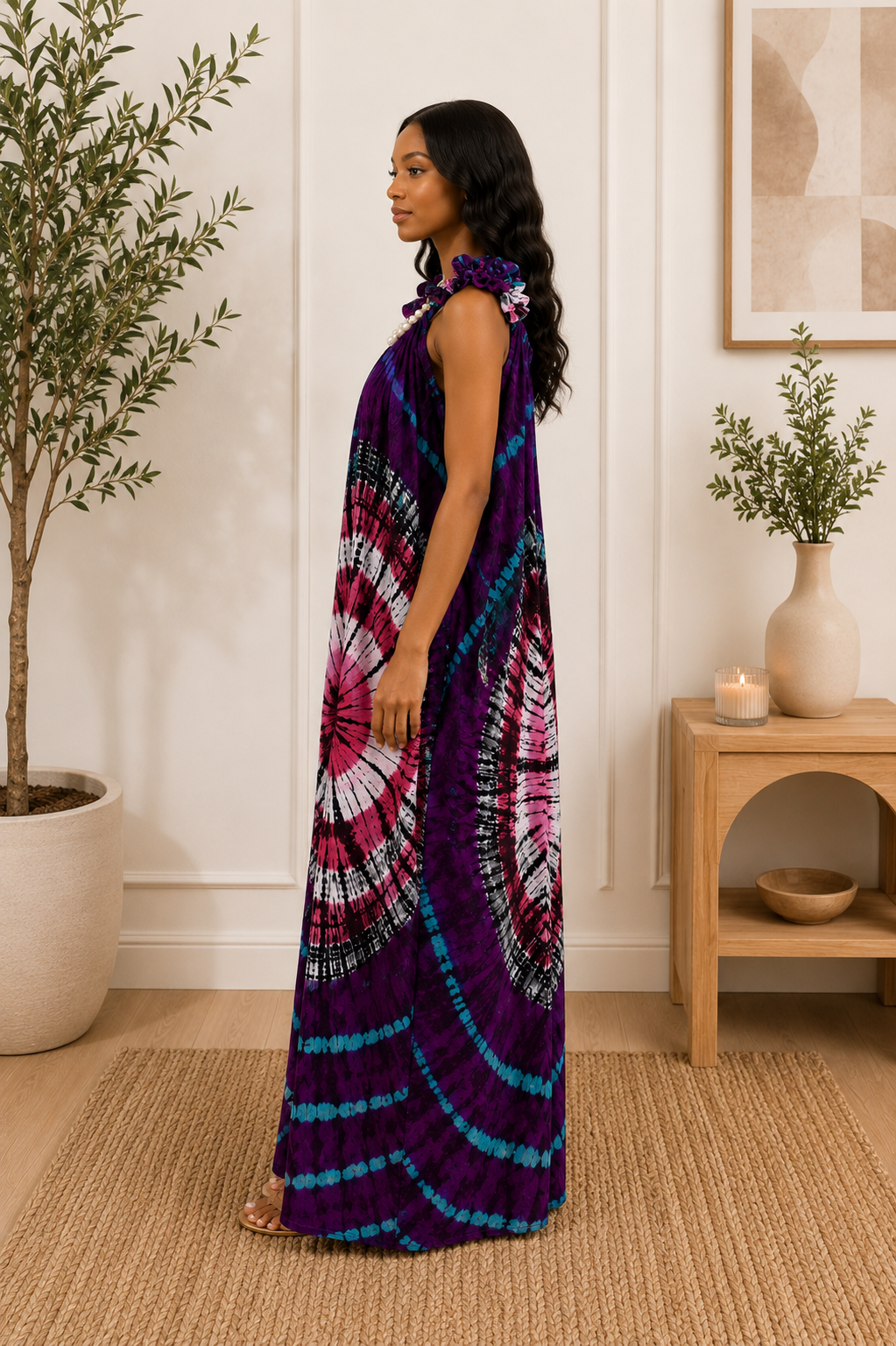 Purple Tie-Dye Maxi Dress
