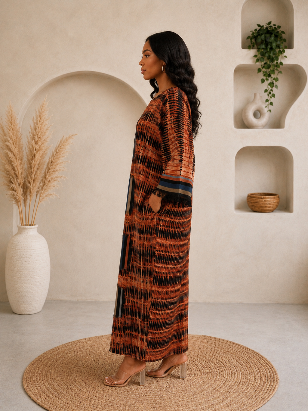 Luxury Orange Adire Bubu Dress