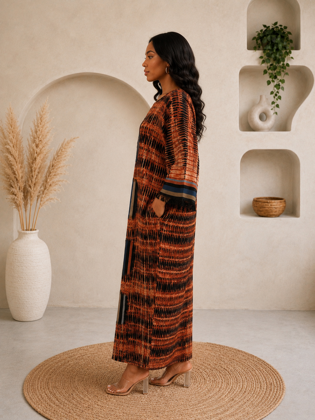 Luxury Orange Adire Bubu Dress