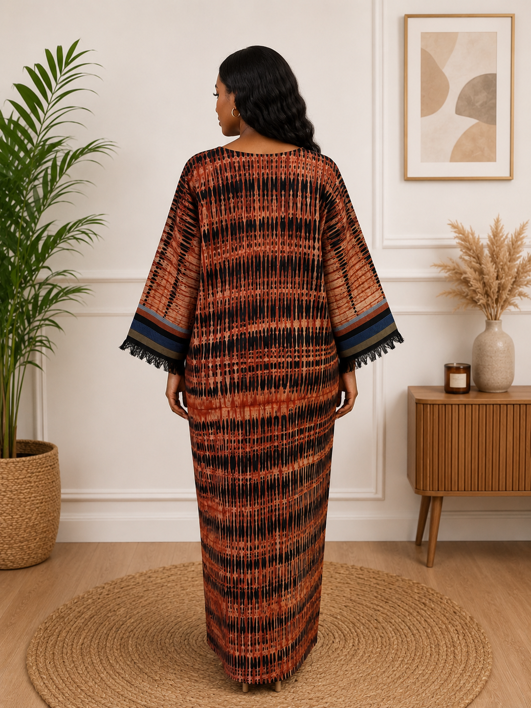 Luxury Orange Adire Bubu Dress
