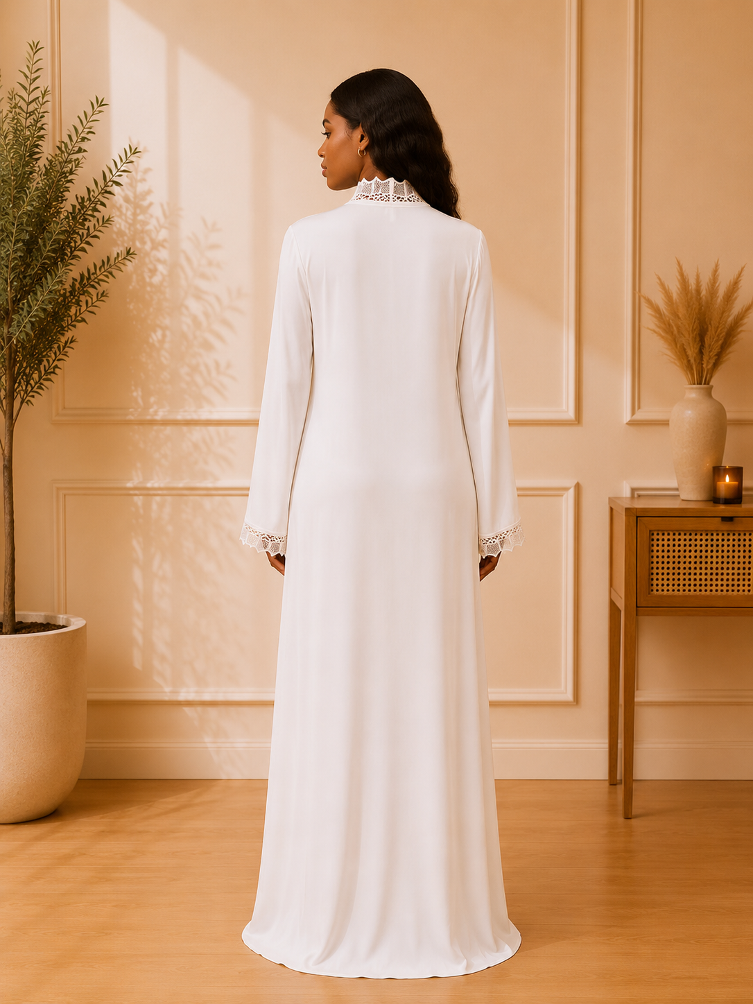 Ivory Elegance Embroidered Abaya