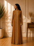 Golden Amber Embroidered Abaya