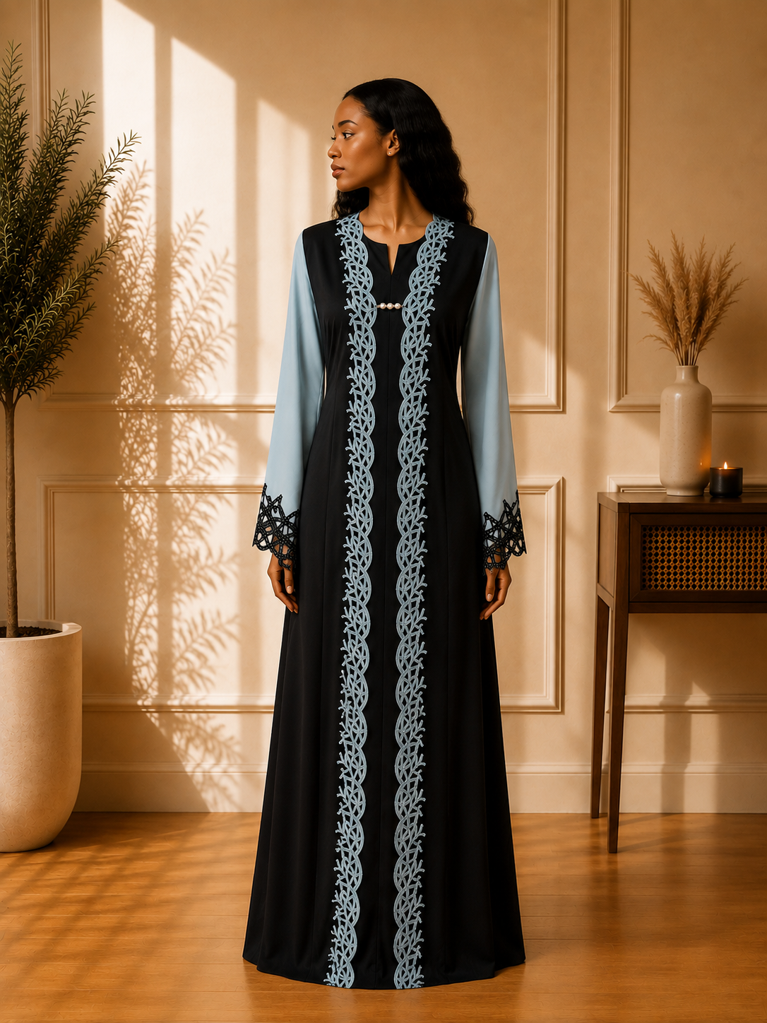 Noir Embroidered Abaya